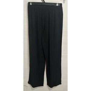 Black Linen Blend Pull On Elastic Waist Wide Leg Pant M, Shein Classic EzWear